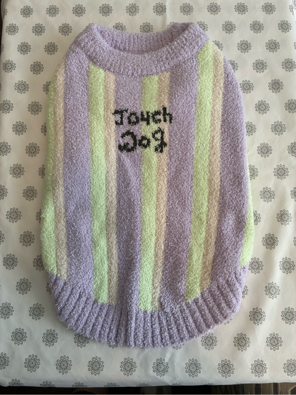 Touch Dog Fuzzy Sweater for small dogs. Pink/Purple/Mint Green
